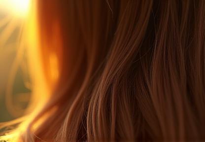 Effet couleurs naturelles sur cheveux longs en lumière naturelle