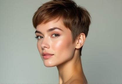 Coupe courte tendance sur modèle féminin